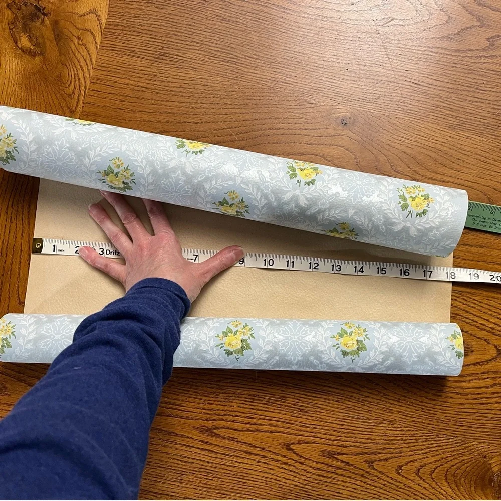 1 yard (36”) of antique 1930s wallpaper yellow silver embossed